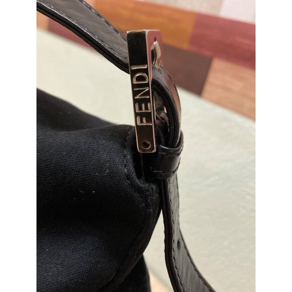 Authentic FENDI Mamma Zucca Bucket Baguette Shoulder Flap Bag Black Purse Tote - Picture 5 of 10